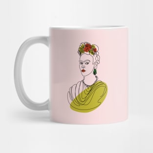 Frida Kahlo vector one line art portrait Mug